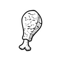 A drawing of a chicken leg on a white background vector
