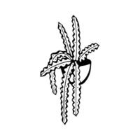 A black and white drawing of a plant in a pot vector