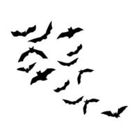A group of bats flying in the air vector