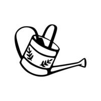 A black and white drawing of a watering can vector
