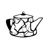 A black and white drawing of a teapot vector