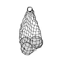 A drawing of a net bag with balls inside vector
