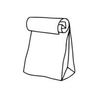 A drawing of a paper bag with a roll of paper inside vector