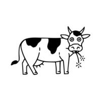 A cow with a stick in its mouth vector