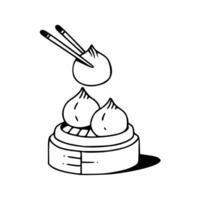 Dumplings with chopsticks on top of a bowl vector