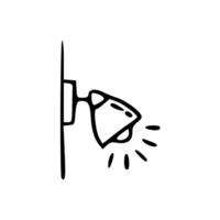 A black and white drawing of a light bulb vector