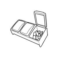 A drawing of a refrigerator with food in it vector