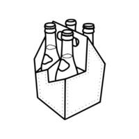 A black and white drawing of three bottles in a box vector