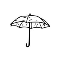 An umbrella is drawn in black and white vector