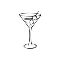 A martini glass with olives on the rim vector