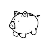 A pig is drawn in a simple line drawing vector