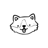 A black and white drawing of a cat with its tongue out vector