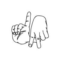 A drawing of two hands with one finger up vector