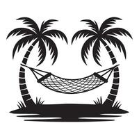 Idyllic Hammock Scene with Two Majestic Palm Trees vector