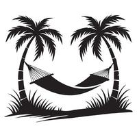 Peaceful Hammock Scene Between Two Palm Trees Illustration vector