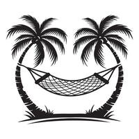 Charming Hammock Illustration Between Two Palm Trees vector