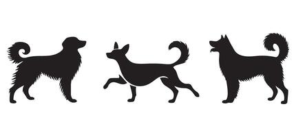 Collection of Various Dog Silhouettes in Different Poses vector