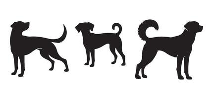 Various Dog Silhouette Breeds Illustration Set vector