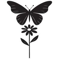 Simple Butterfly and Flower Silhouette Design vector