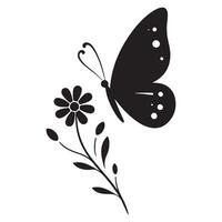 Beautiful Butterfly and Flower Silhouette Illustration vector