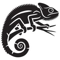 Chameleon Silhouette Illustration with Spiral Tail vector