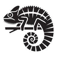 Chameleon Silhouette on Branch Illustration Design vector