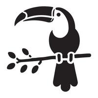 Tropical Toucan Silhouette Perched on a Branch vector