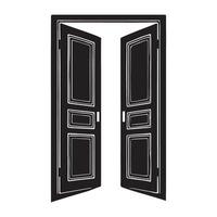 Open Double Door Silhouette Illustration for Entrance Designs vector