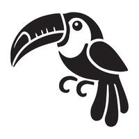 Striking Black Silhouette Illustration of a Toucan vector