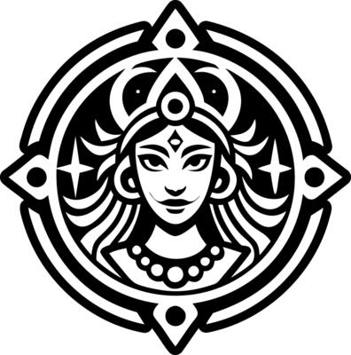A glyph style icon of mother goddess motif