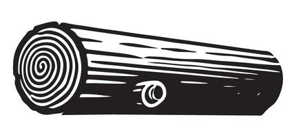 Rustic Black Silhouette Log Illustration vector