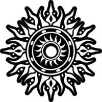 Solar disk tattoo icon in glyph style vector