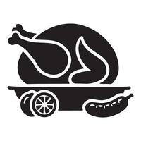 Silhouette of Roasted Chicken with Sides vector