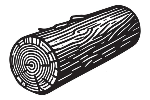 Detailed Silhouette Illustration of a Single Log