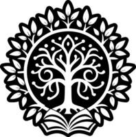 Knowledge tree glyph style tattoo icon vector