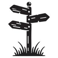 Three Way Signpost Silhouette Design vector