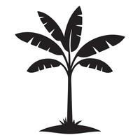 Simple Black Silhouette of a Banana Tree Graphic vector
