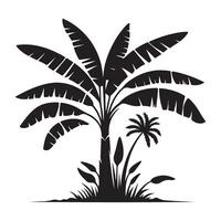 Banana and Palm Trees Silhouette Tropical Paradise vector