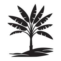 Banana Tree Silhouette Simple Tropical Design vector