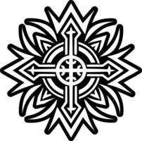 A solid style icon of solar cross symbol vector