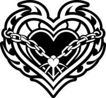 Chained heart symbol icon in solid style vector