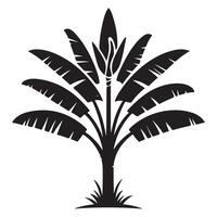 Banana Tree Silhouette Illustration for Tropical Designs vector
