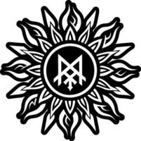 A solid style icon of starburst rune symbol vector