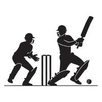 Cricket Match Action Silhouette Illustration vector