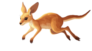 A lively kangaroo illustration, captured mid-hop, with vibrant colors on a transparent background. png