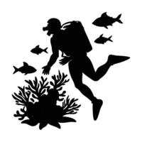 Scuba Diver Explor Silhouette vector