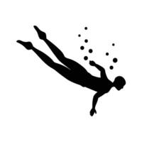 Scuba Diver Showing Silhouette vector