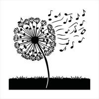 Dandelion seeds forming the shape of a music vector