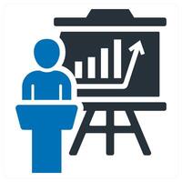 Lecture icon concept in blue filled vector