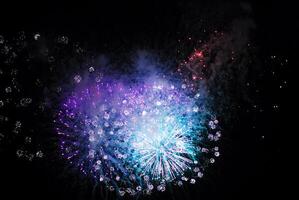 A vibrant and colorful fireworks display lighting up the night sky photo